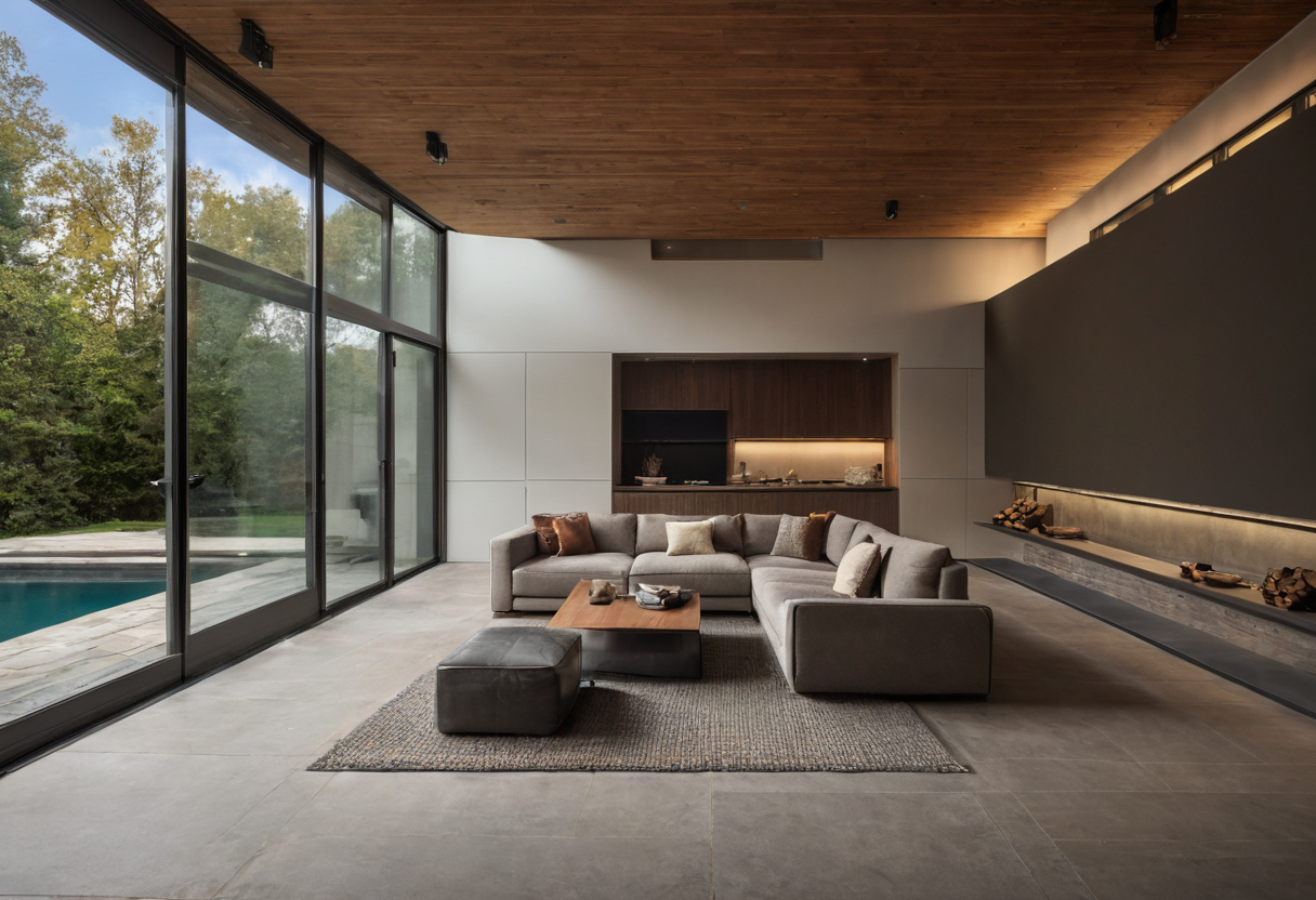 Will the living room set fit through the complete delivery route shown in a luxury residential interior